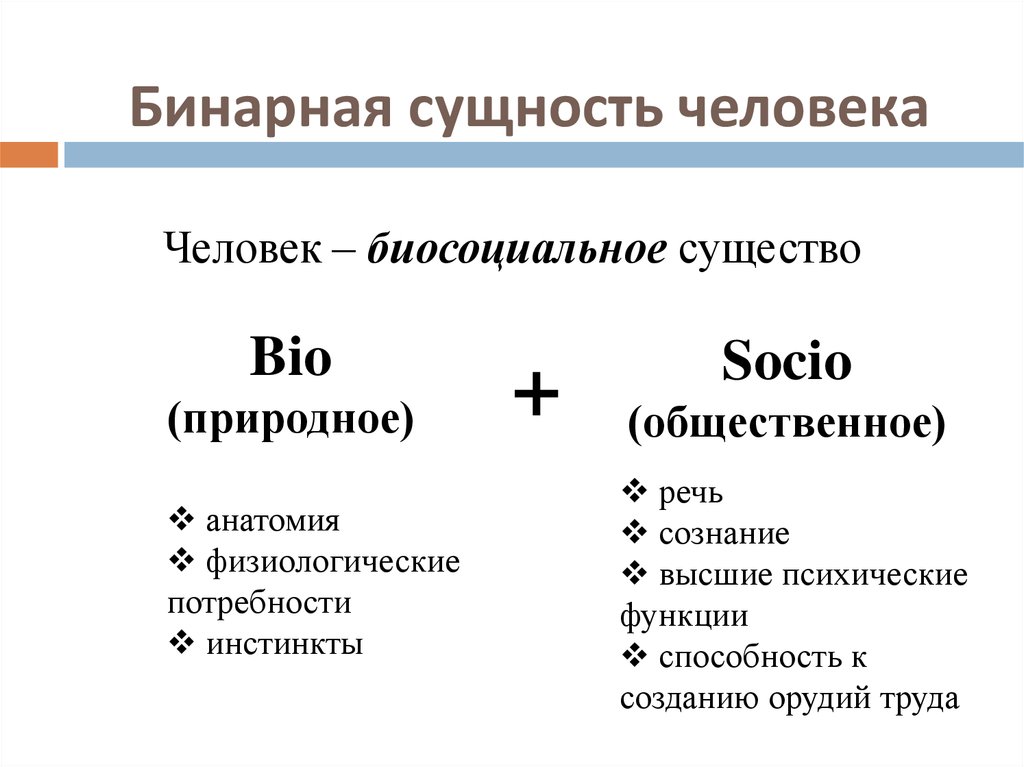 План на тему биосоциальная сущность человека по обществознанию