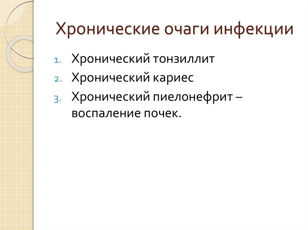 Очаг инфекционного заболевания. Очаги хронической инфекции. Хронические инфекционные очаги в организме. Хроническая очаговая инфекция. Источники хронической инфекции.