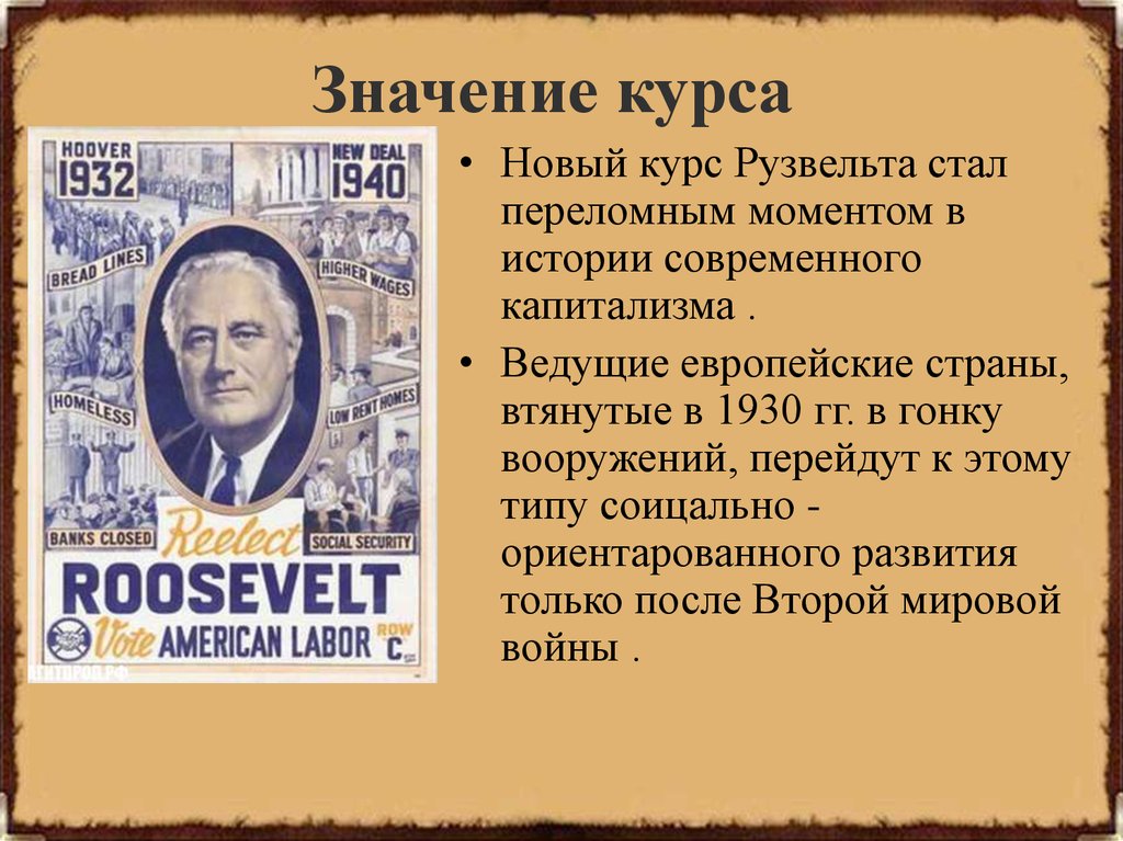 Доклад: Новый курс Ф. Рузвельта в США