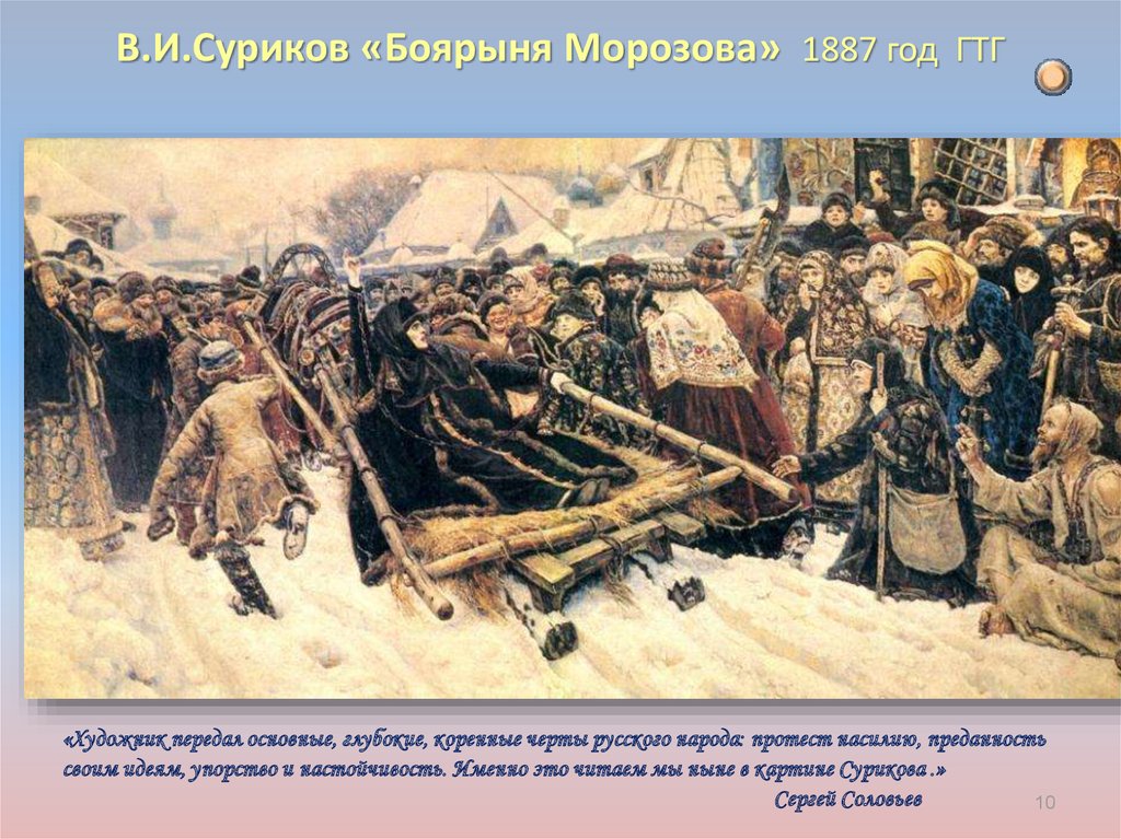 В.И.Суриков «Боярыня Морозова» 1887 год ГТГ