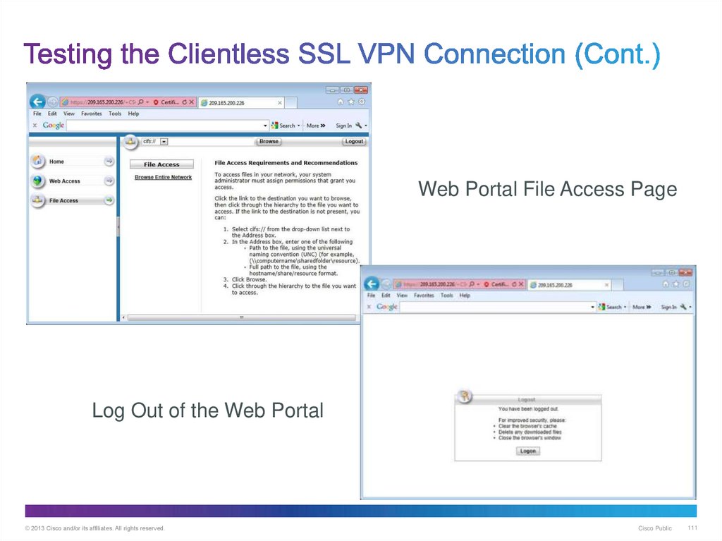 Testing the Clientless SSL VPN Connection (Cont.)