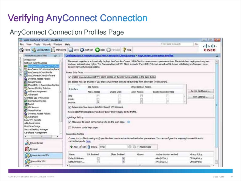 Verifying AnyConnect Connection