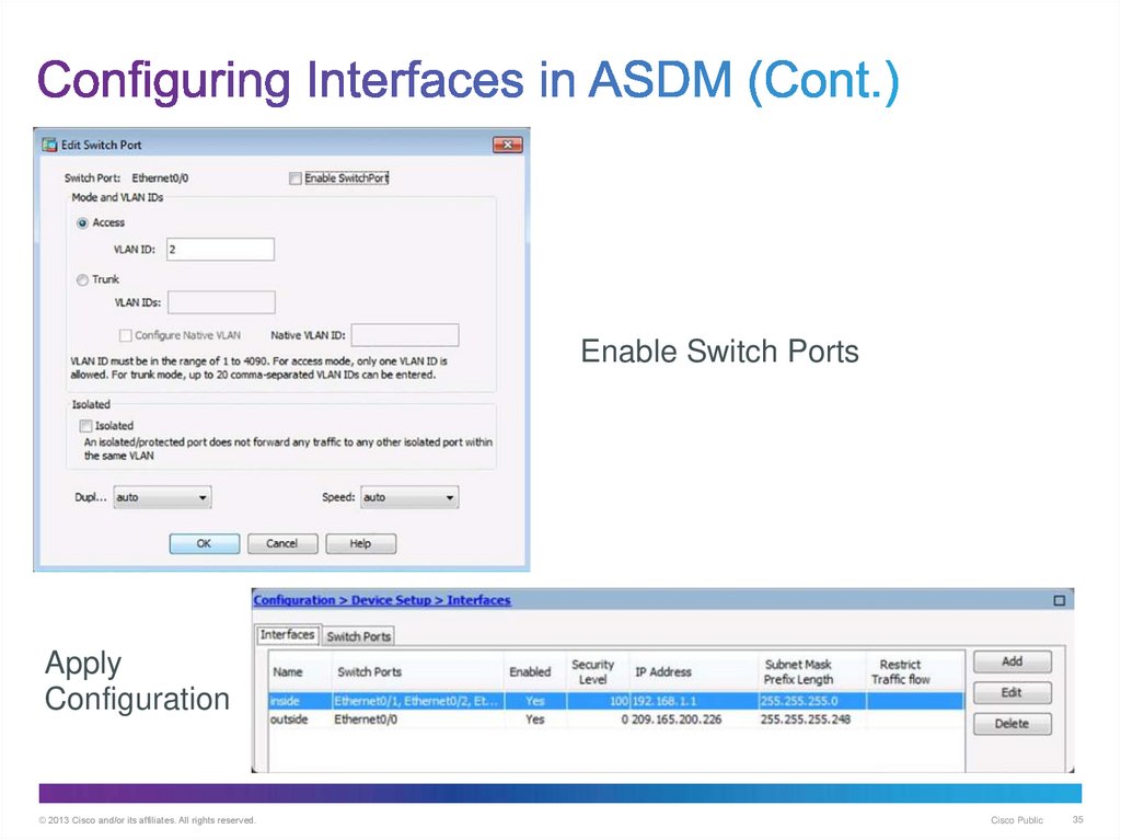 Configuring Interfaces in ASDM (Cont.)