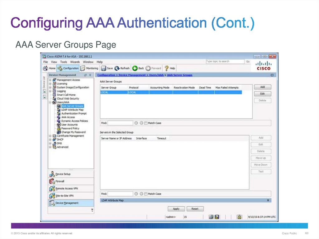 Configuring AAA Authentication (Cont.)