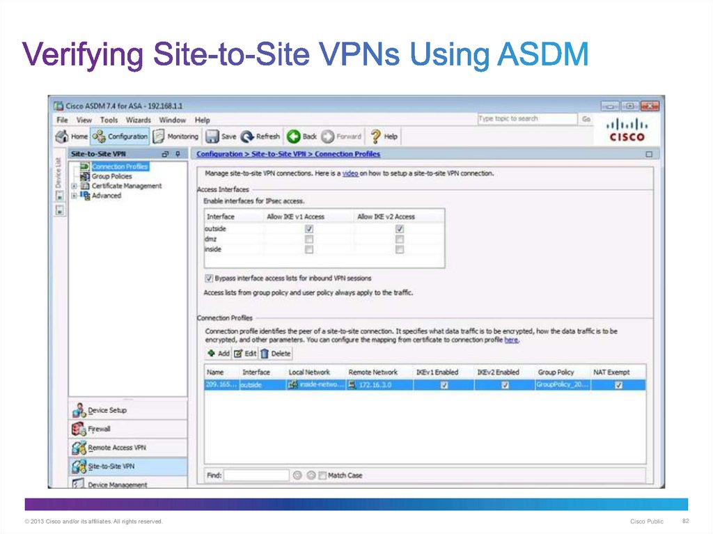 Verifying Site-to-Site VPNs Using ASDM