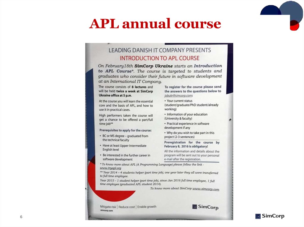APL annual course