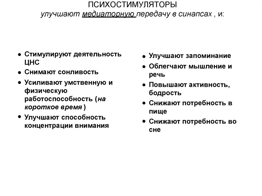 В качестве психостимулятора применяется