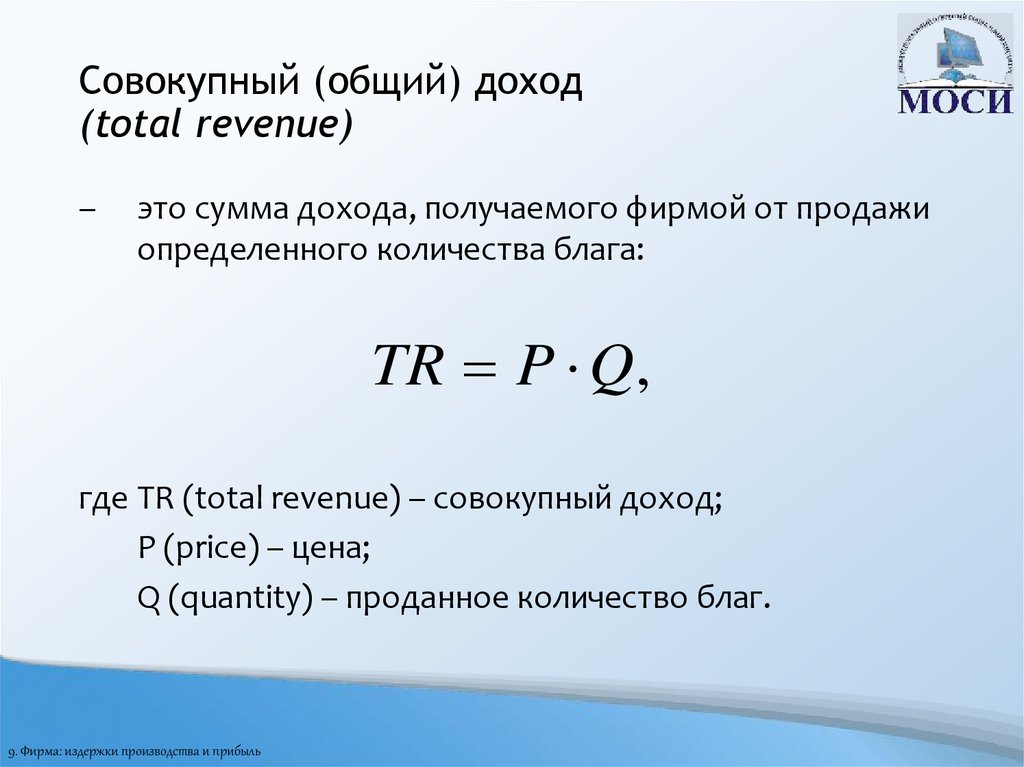 Совокупный (общий) доход (total revenue)