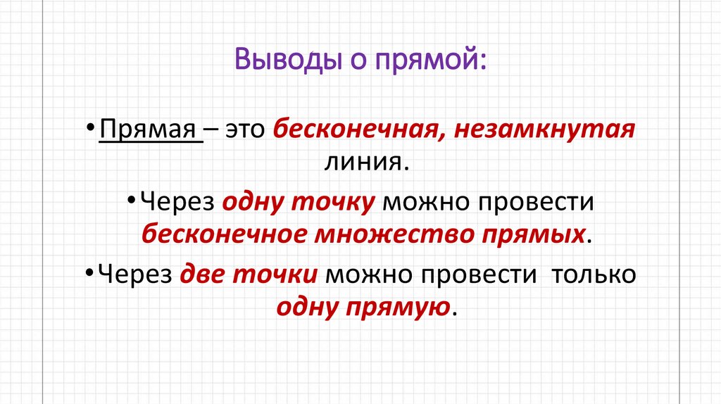 Выводы о прямой: