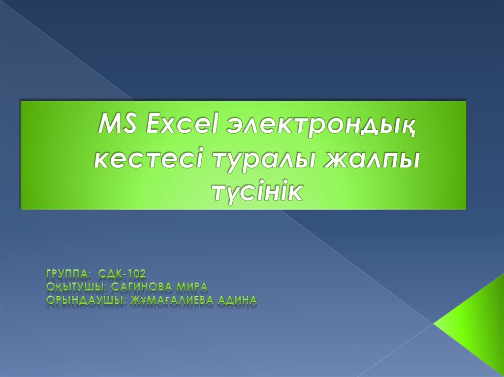MS Excel электрондық кестесі туралы жалпы түсінік