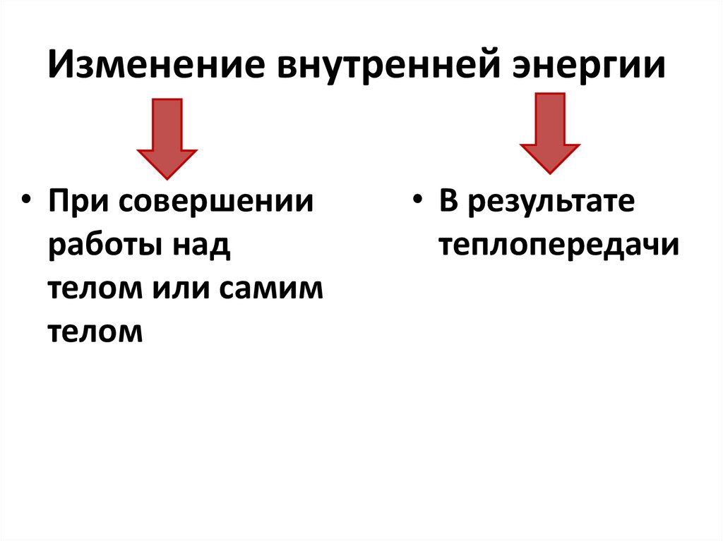 Внутренняя энергия и внешняя работа. Изменение внутренней энергии при совершении работы. Измерение изменения внутренней энергии тела при совершении работы. Изменение внутренней энергии тела при теплопередаче демонстрация.