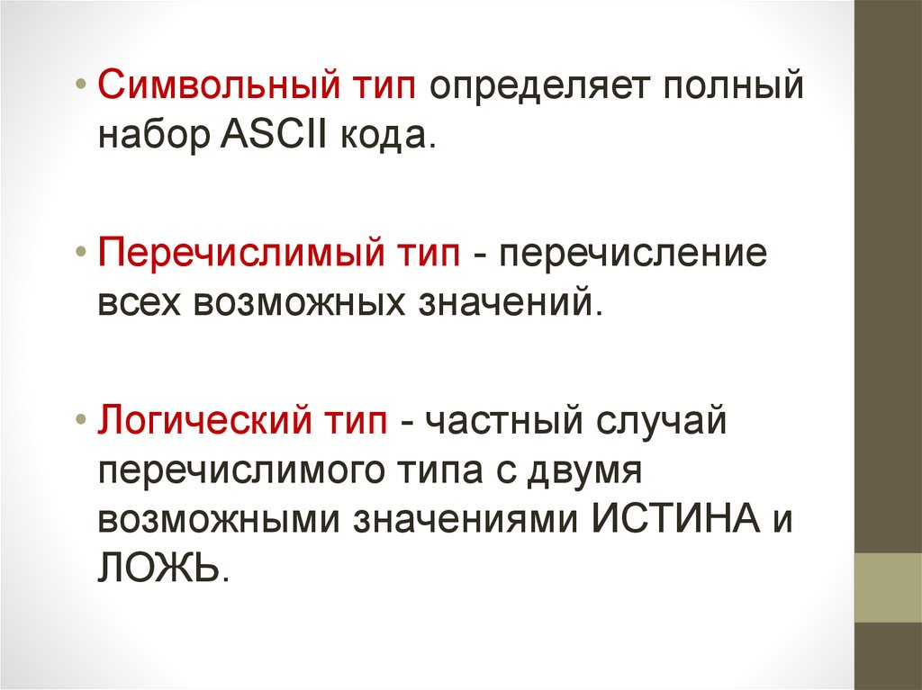 Символьный тип данных презентация 10 класс семакин