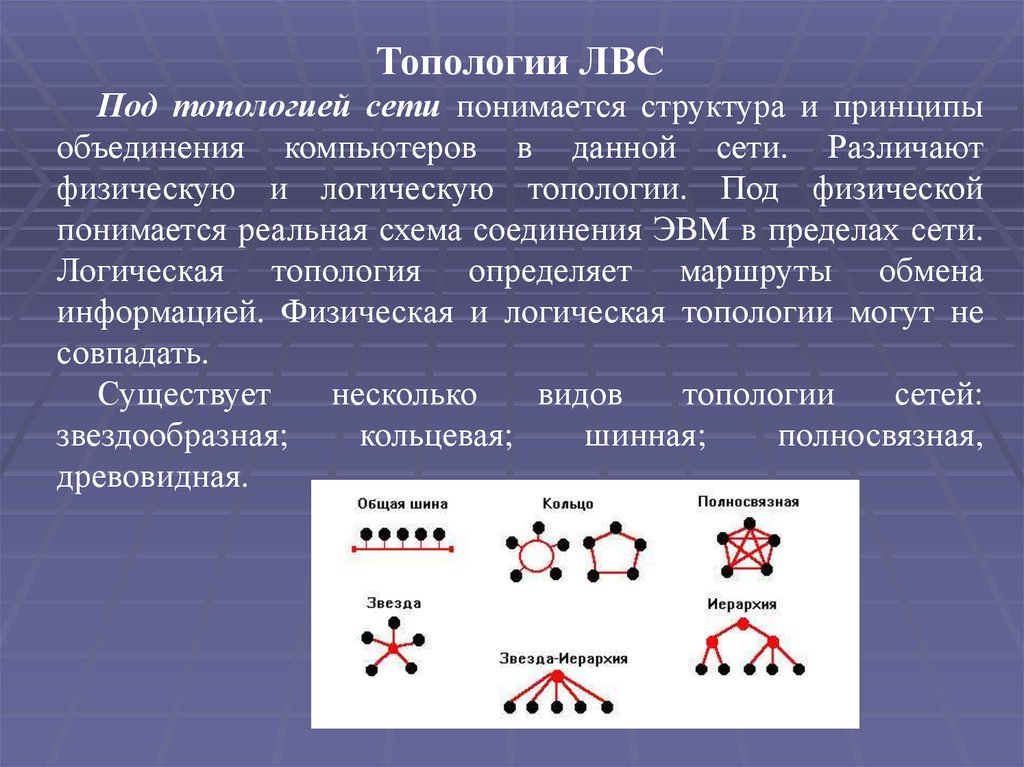 Физическая и логическая топология сети. Что понимается под структурой компьютера.