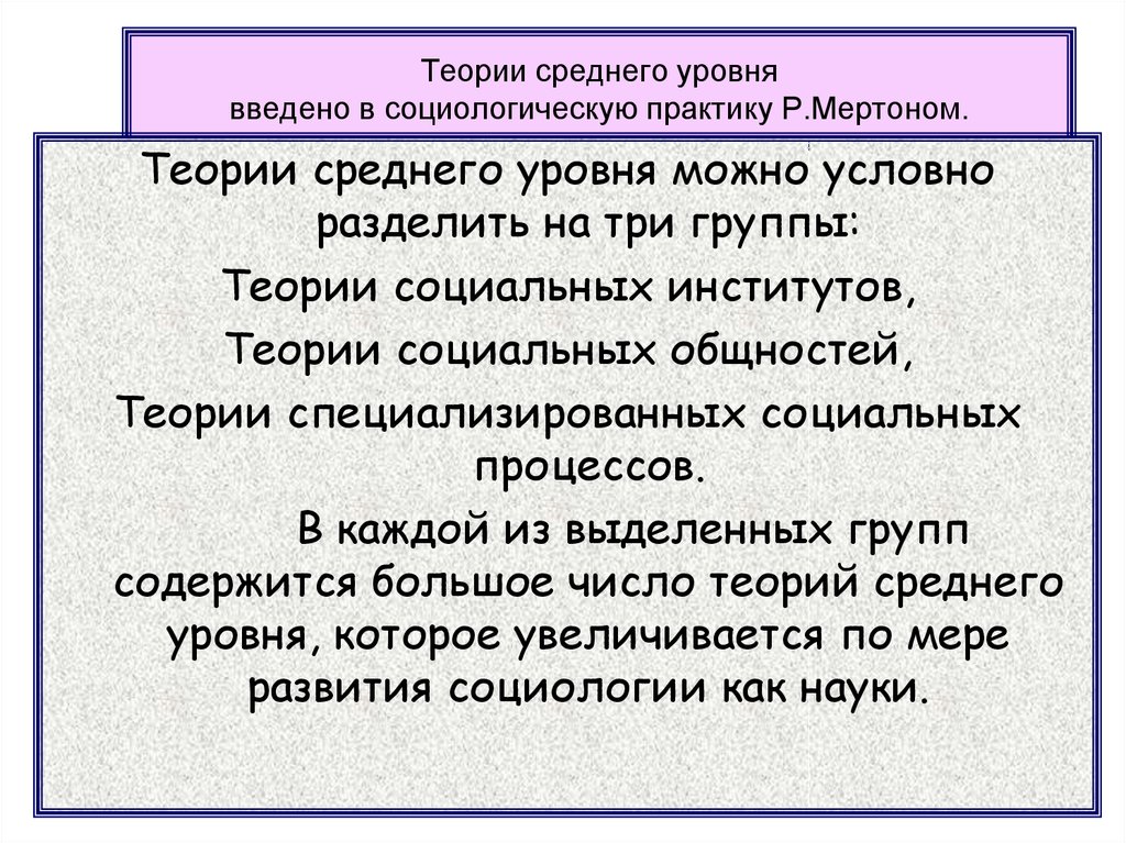 Уровни социологической теории