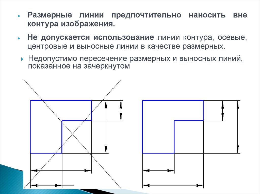 Какое расстояние оставляют между контуром изображения и размерными линиями