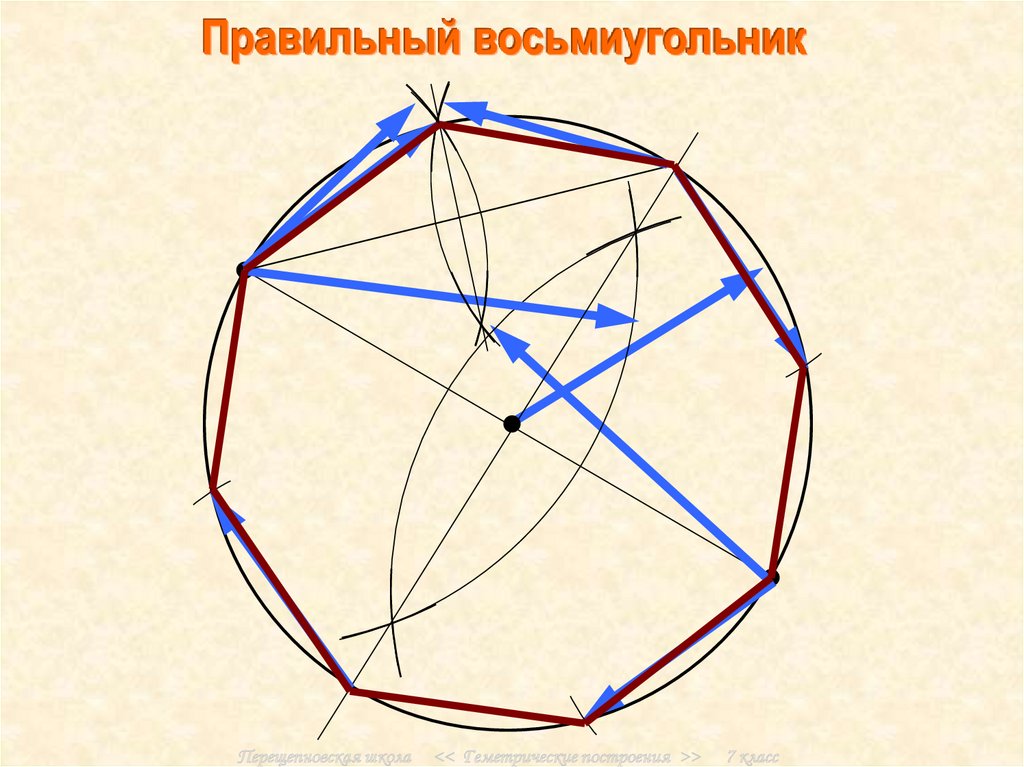 Правильный восьмиугольник. Описанный восьмиугольник построение. Правильнвйвосьмиугольник. Правильный.