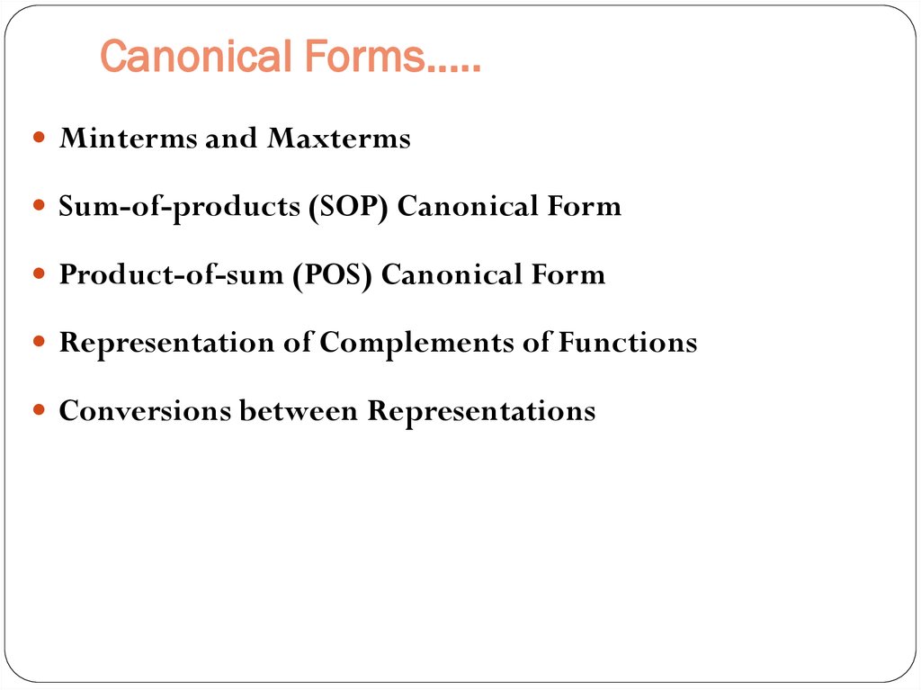 Canonical Forms…..