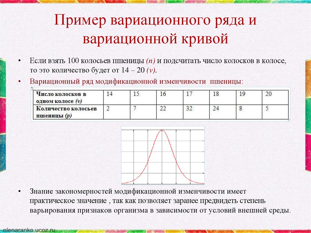 Кривая модификационная изменчивость