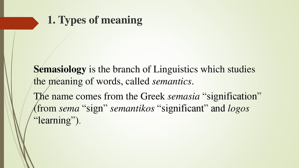 1. Types of meaning