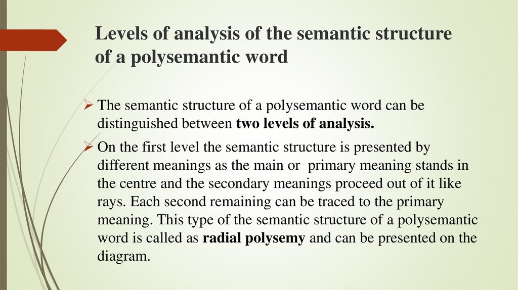 Levels of analysis of the semantic structure of a polysemantic word