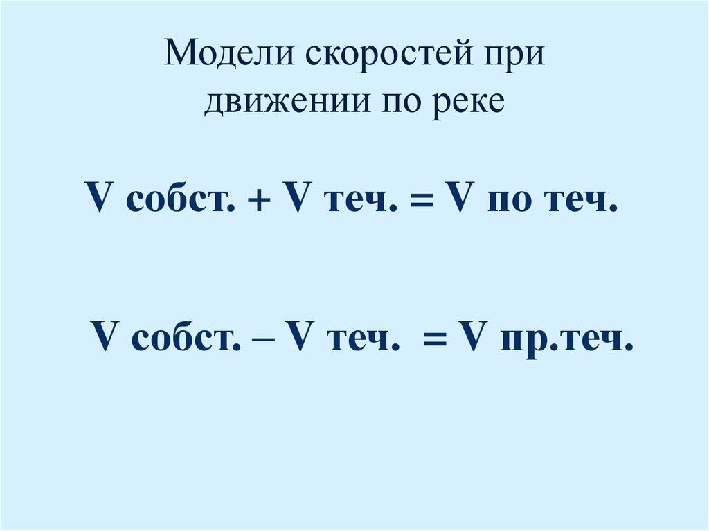 Модель скорости. Функциональной моделью движения по реке. Скорости при движении по воде 5 класс.