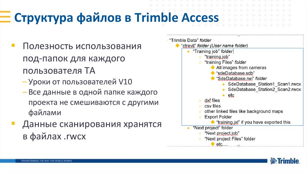 Структура файла. Структура файла Trimble.