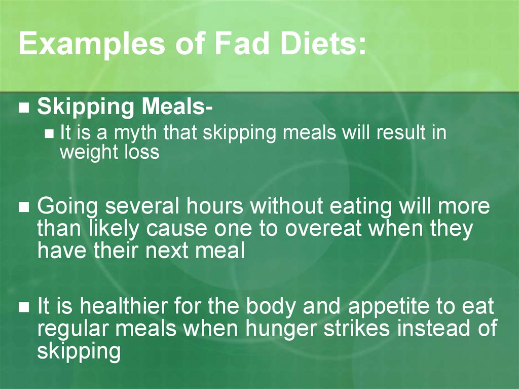 Examples of Fad Diets: