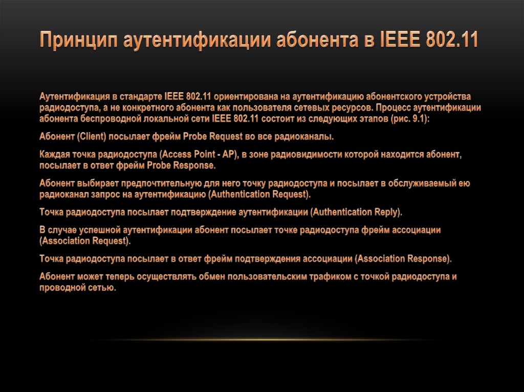 Принцип аутентификации абонента в IEEE 802.11