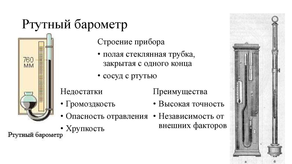 На рисунке показана верхняя часть трубки ртутного барометра выберите правильное утверждение