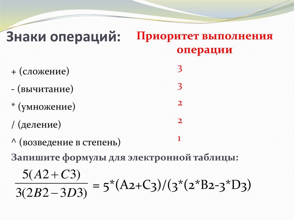 Запишите формулы возможных