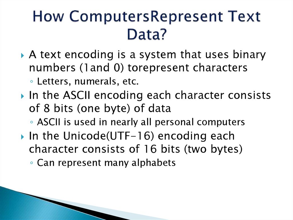 How ComputersRepresent Text Data?