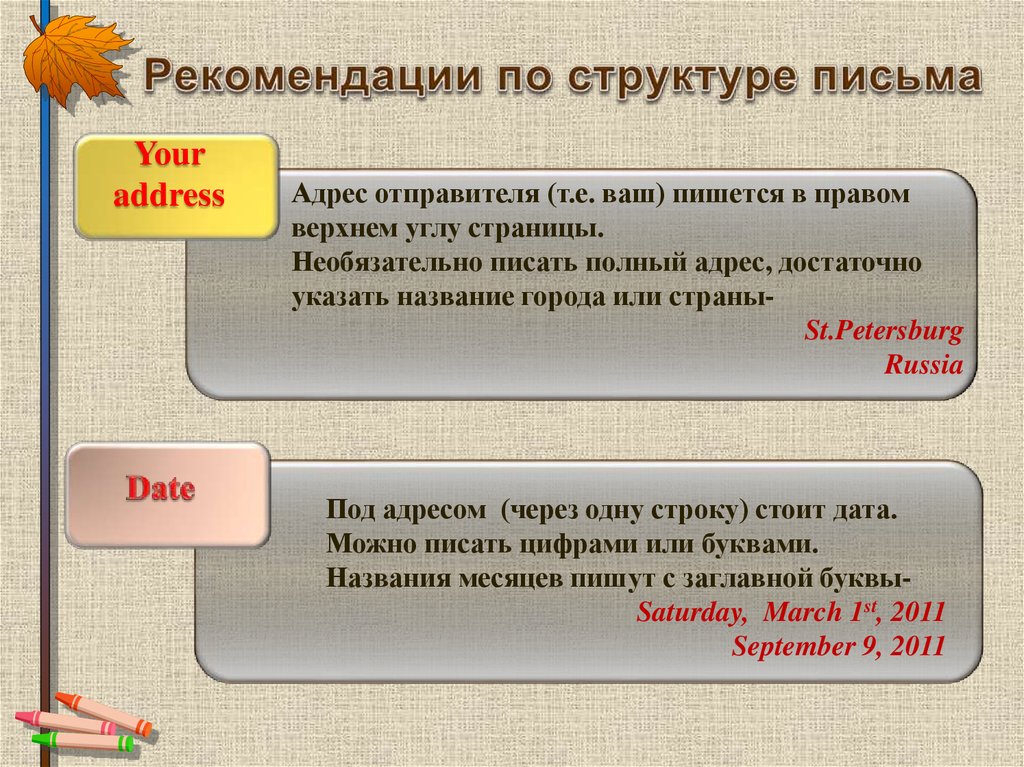 Личного характера. Структура письма на русском. Структура письма с выводами. Структура рекомендаций. Строение письма-совета.