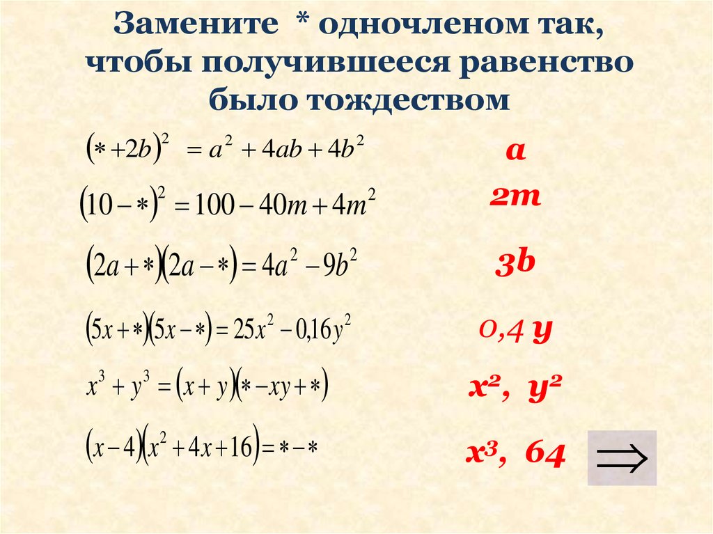 Тренажер формулы сокращенного умножения 7 класс презентация