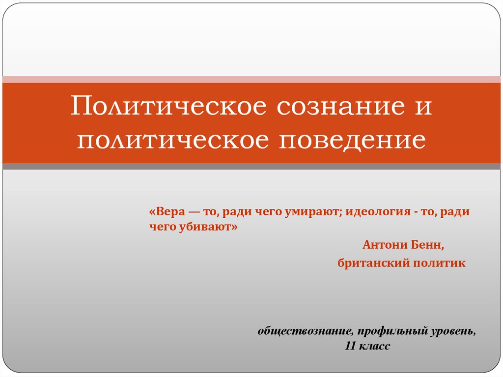 Политическое сознание и политическое поведение презентация 11 класс профиль