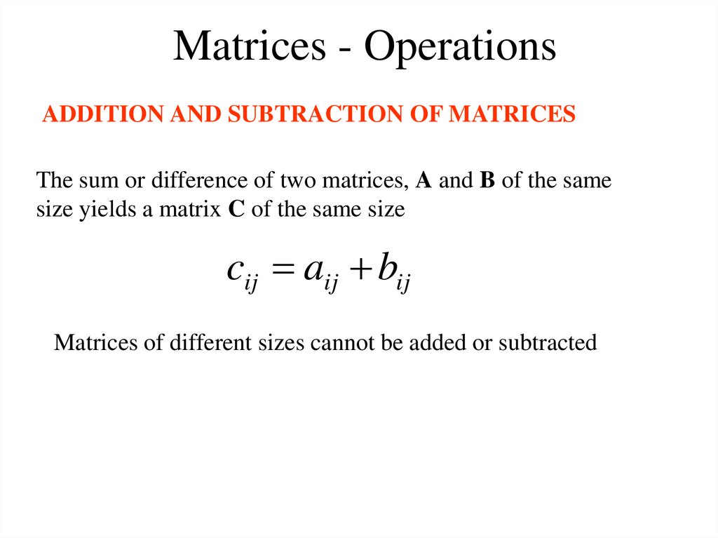 Matrices - Operations