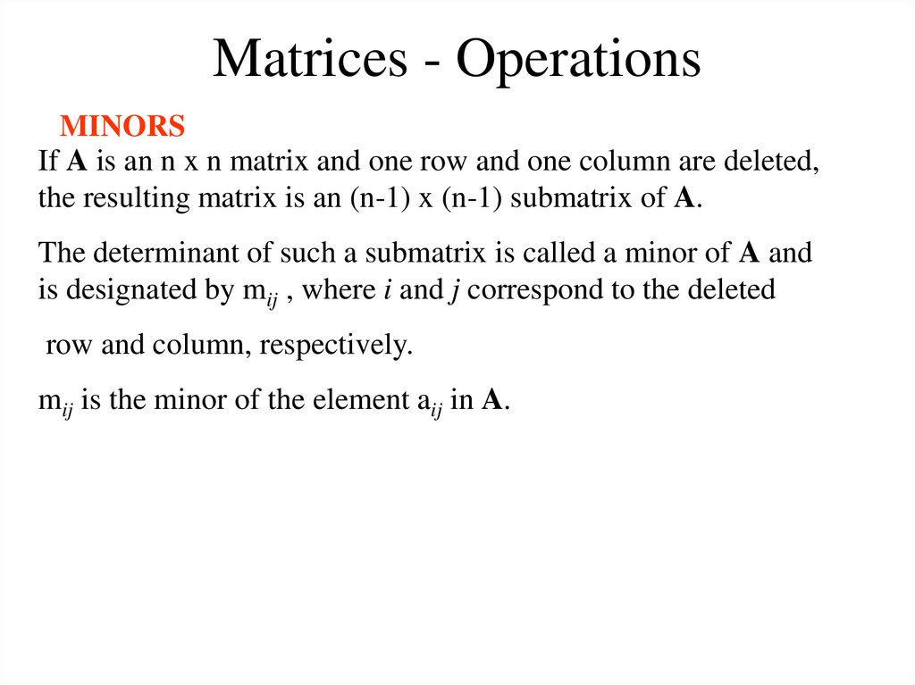 Matrices - Operations