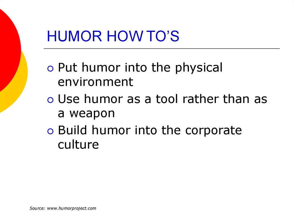 HUMOR HOW TO’S