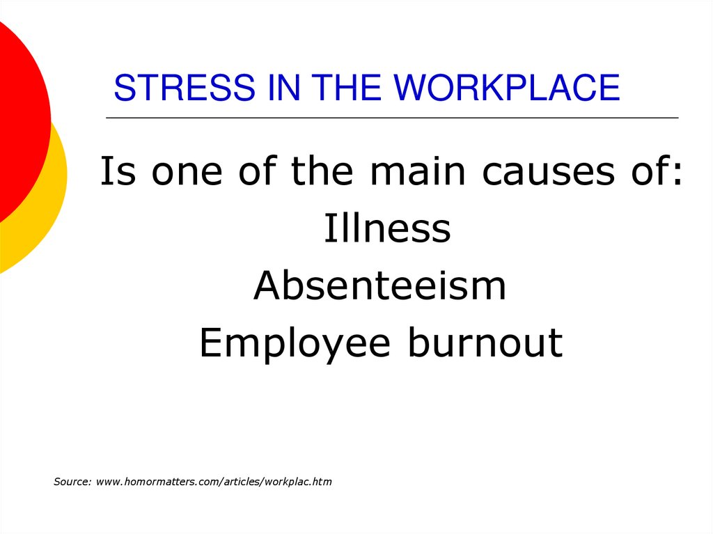 STRESS IN THE WORKPLACE