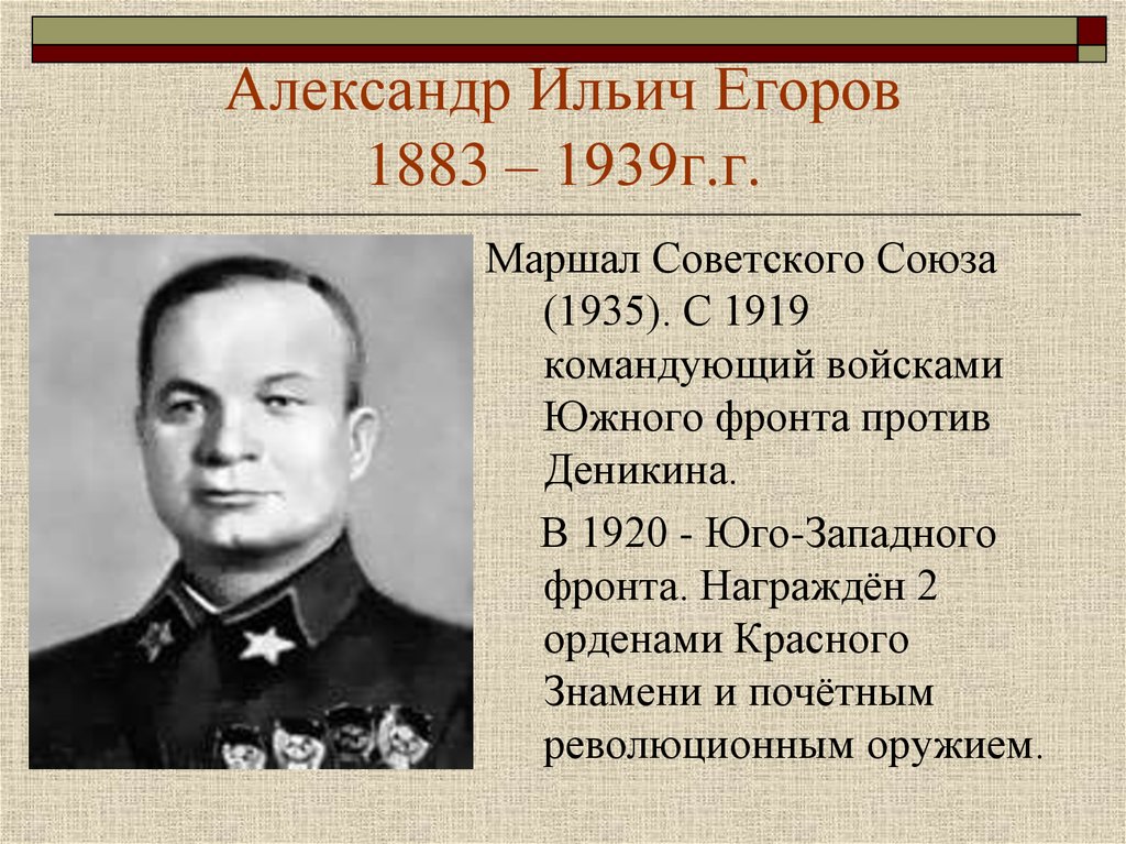Александр Ильич Егоров 1883 – 1939г.г.
