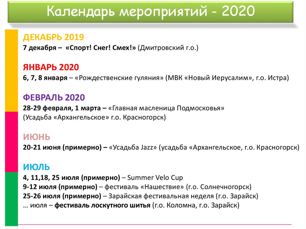 Календарь мероприятий 2024. Презентация календарь мероприятий. Важнейшие позитивные события 2020. ГБ презентация 2020. Все события 2020 года плохие в России.