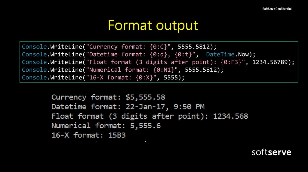 Format output
