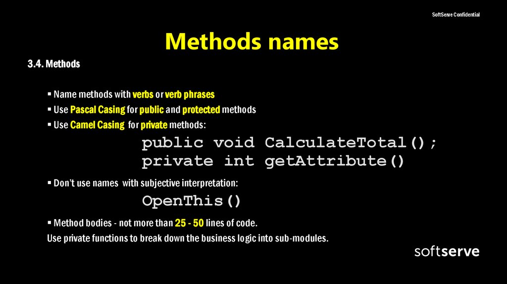 Methods names