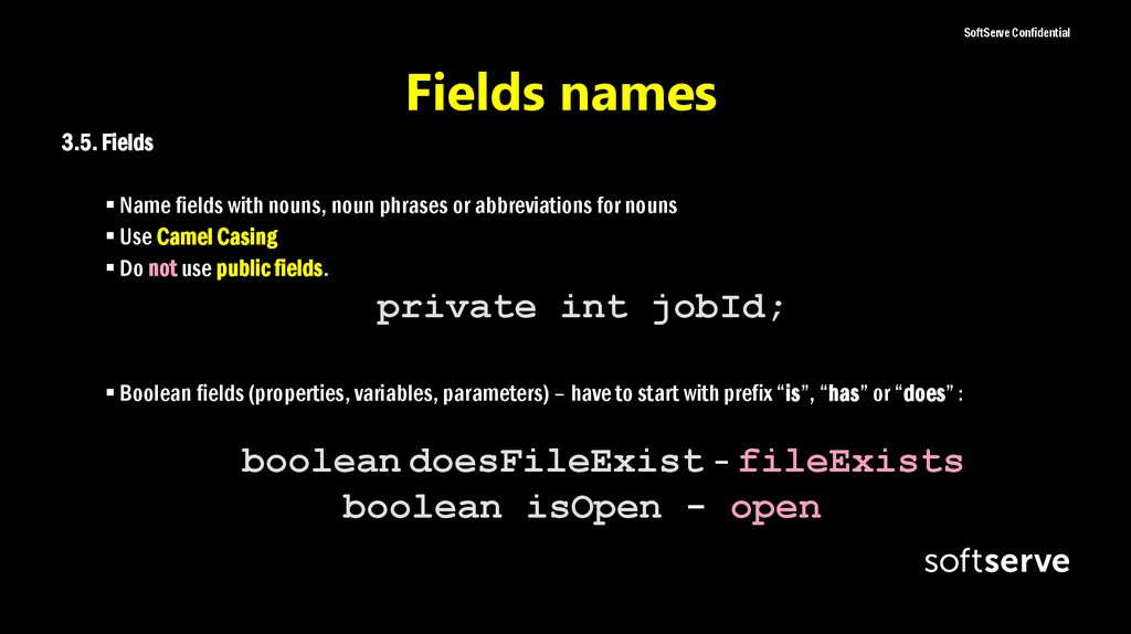 Fields names