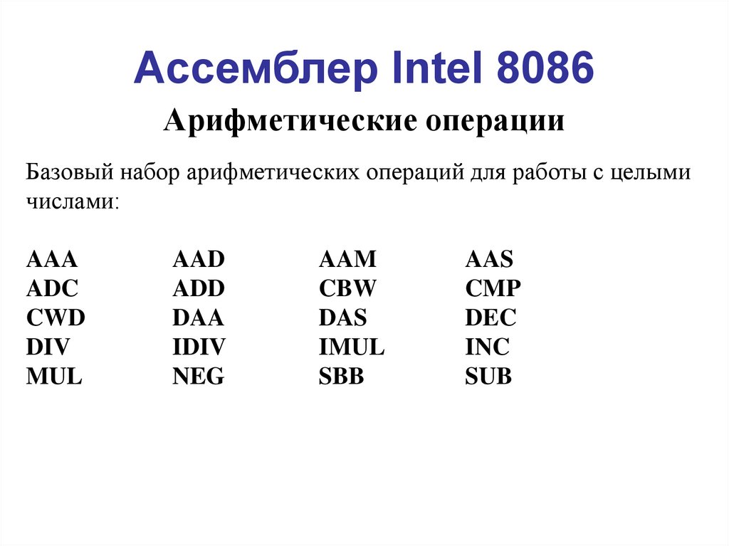 Ассемблер Intel 8086