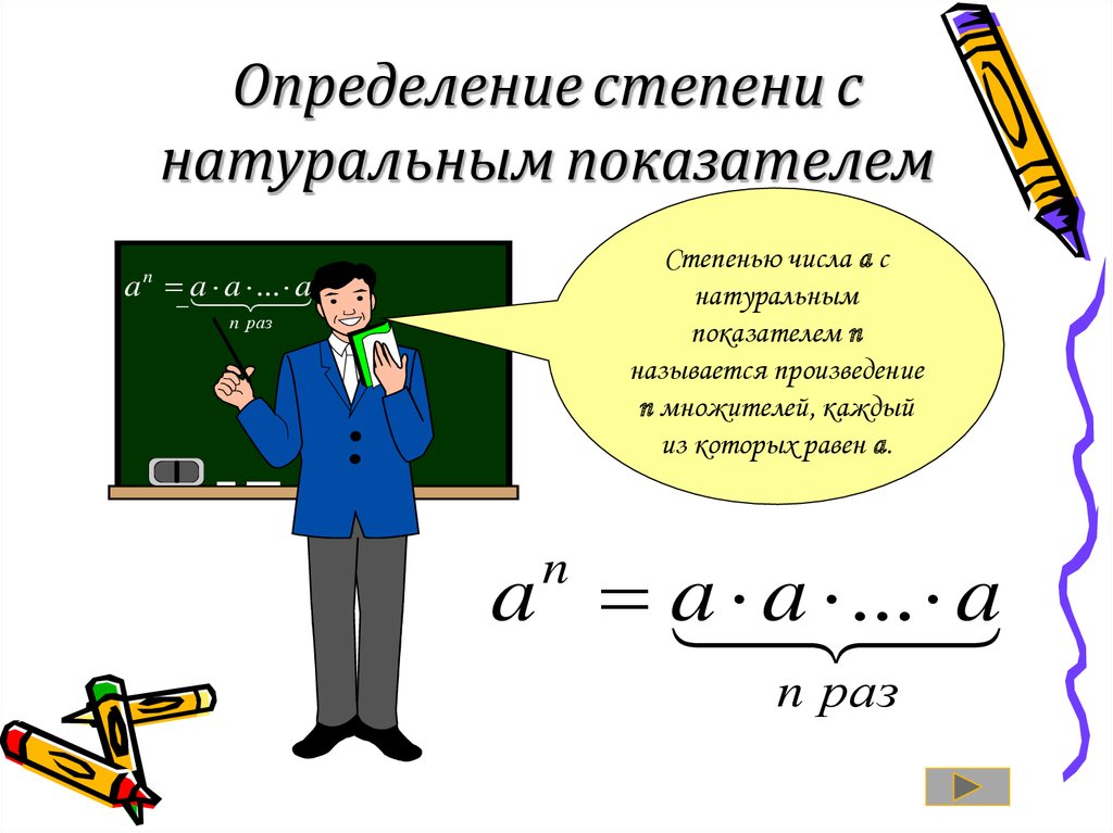 Презентация на тему свойства степени с натуральным показателем