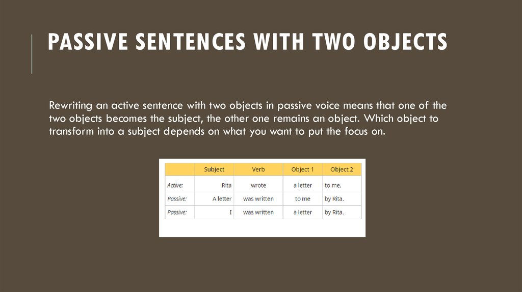 Passive Sentences with Two Objects