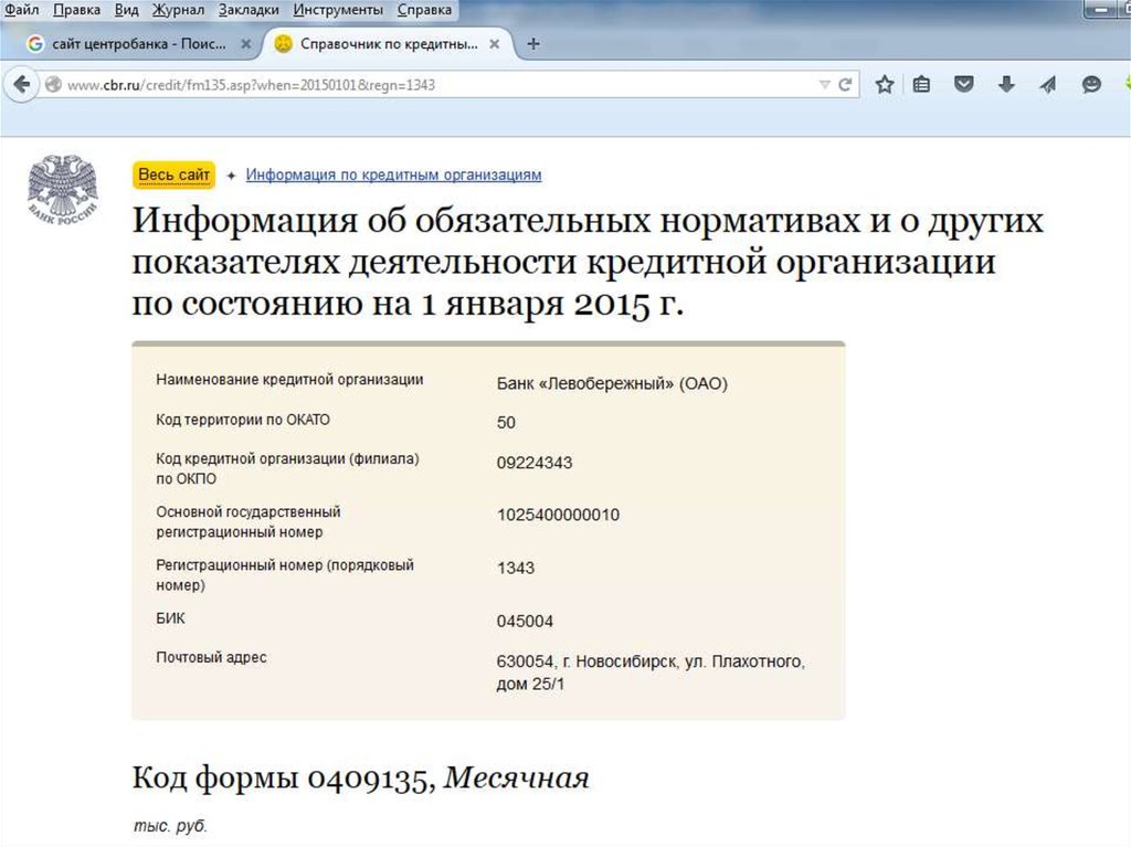 Cbr ru banking sector. Форма 0409135. 0409135 Информация об обязательных.
