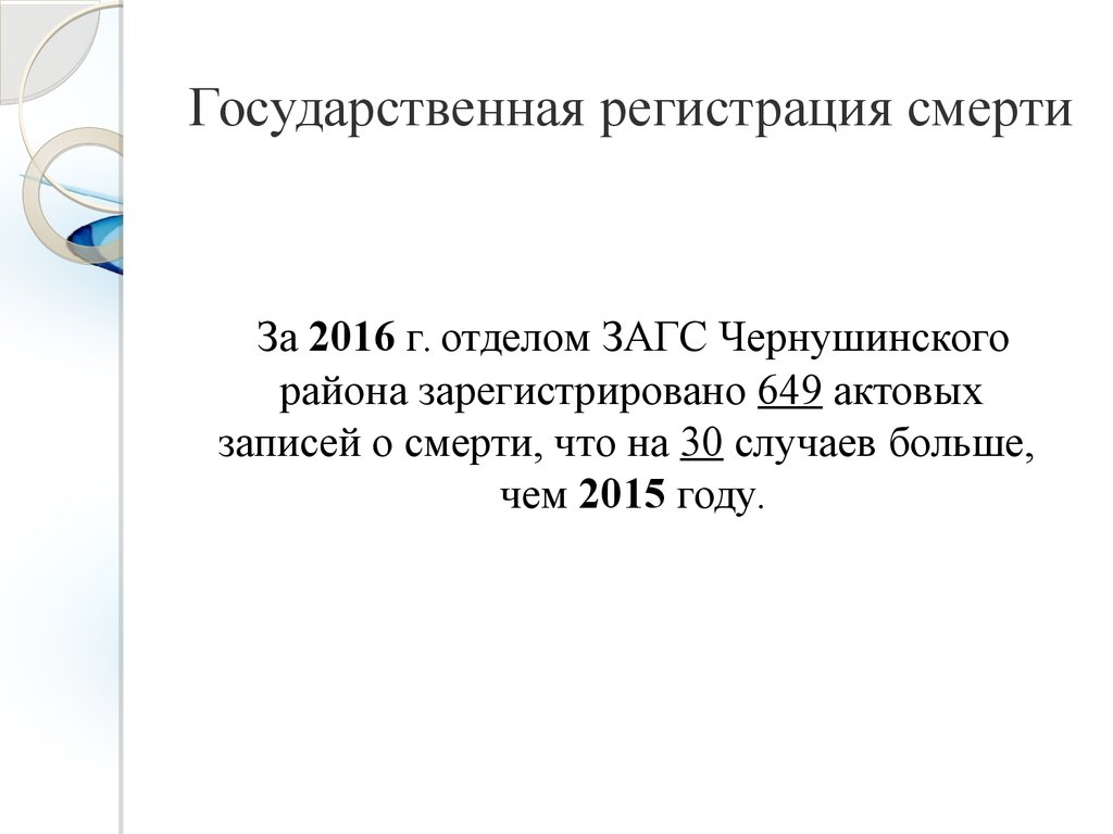 Государственная регистрация смерти презентация