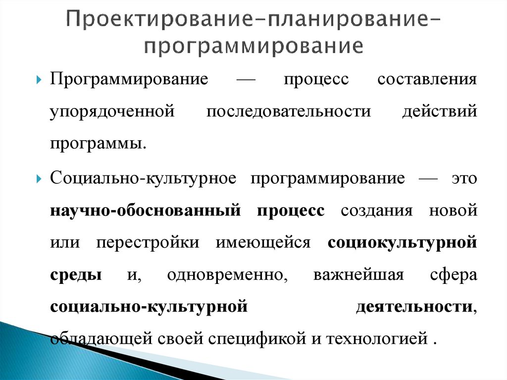 Процесс планирования проектирование