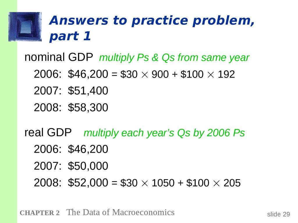 Answers to practice problem, part 1